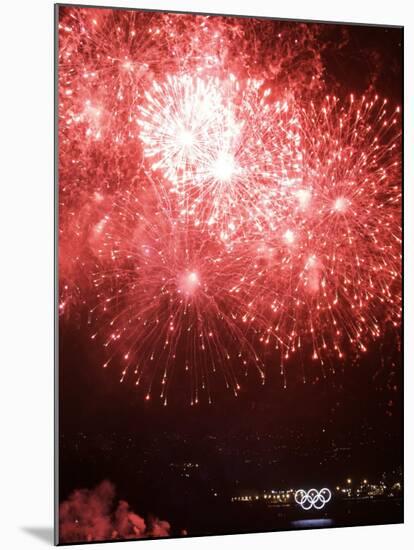 Fireworks Explode During the Opening Ceremony of the Vancouver 2010 Olympics-null-Mounted Photographic Print