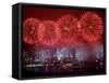 Fireworks Explode Over Hong Kong's Victoria Harbor-null-Framed Stretched Canvas