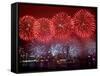 Fireworks Explode Over Hong Kong's Victoria Harbor-null-Framed Stretched Canvas