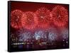 Fireworks Explode Over Hong Kong's Victoria Harbor-null-Framed Stretched Canvas