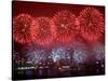 Fireworks Explode Over Hong Kong's Victoria Harbor-null-Stretched Canvas