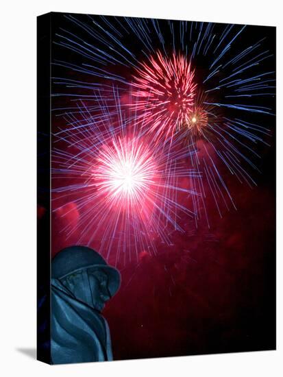 Fireworks Explode Over the Korean War Veterans Memorial-null-Stretched Canvas