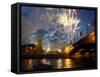 Fireworks Explode over the Kremlin, with St. Basil's Cathedral, Marking the Day of Russia in Moscow-null-Framed Stretched Canvas