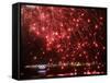 Fireworks Explode over the Olympic Rings During the Opening Ceremony of the Vancouver 2010 Olympics-null-Framed Stretched Canvas