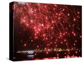 Fireworks Explode over the Olympic Rings During the Opening Ceremony of the Vancouver 2010 Olympics-null-Stretched Canvas