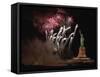 Fireworks Exploding near Statue of Liberty-null-Framed Stretched Canvas