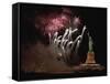 Fireworks Exploding near Statue of Liberty-null-Framed Stretched Canvas