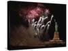 Fireworks Exploding near Statue of Liberty-null-Stretched Canvas