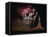 Fireworks Exploding near Statue of Liberty-null-Framed Stretched Canvas