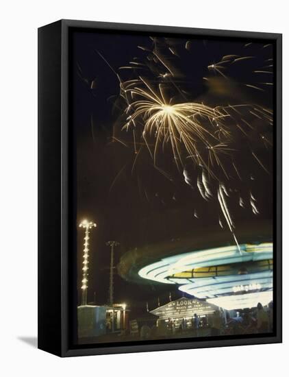 Fireworks Exploding over Iowa State Fair-John Dominis-Framed Stretched Canvas