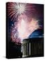 Fireworks Exploding Over Jefferson Memorial, Washington Dc, USA-Johnson Dennis-Stretched Canvas