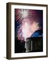 Fireworks Exploding Over Jefferson Memorial, Washington Dc, USA-Johnson Dennis-Framed Photographic Print