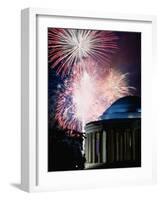 Fireworks Exploding Over Jefferson Memorial, Washington Dc, USA-Johnson Dennis-Framed Photographic Print