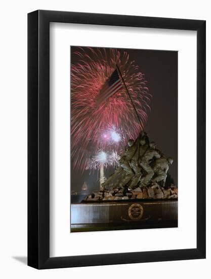 Fireworks Exploding over Memorial-Mannino-Framed Photographic Print