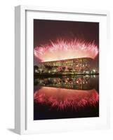 Fireworks Explods over National Stadium During the Opening Ceremony of Beijing 2008 Olympics-null-Framed Photographic Print