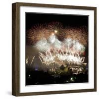 Fireworks Flash over Sydney Harbor During New Year Celebrations-null-Framed Photographic Print