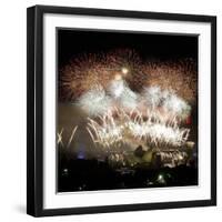 Fireworks Flash over Sydney Harbor During New Year Celebrations-null-Framed Photographic Print