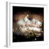 Fireworks Flash over Sydney Harbor During New Year Celebrations-null-Framed Photographic Print