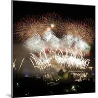 Fireworks Flash over Sydney Harbor During New Year Celebrations-null-Mounted Photographic Print