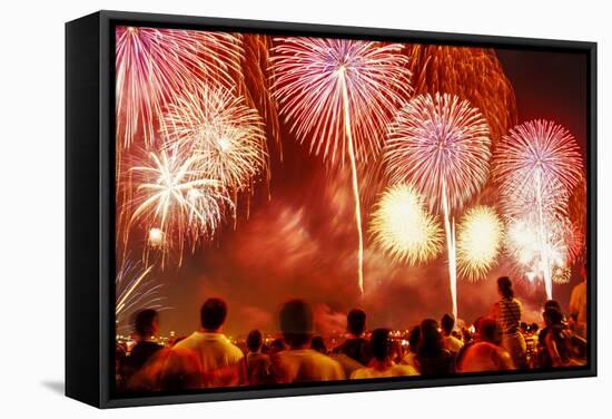 Fireworks for Fourth of July Celebrations, New York City, USA-Ali Kabas-Framed Stretched Canvas