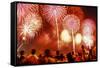 Fireworks for Fourth of July Celebrations, New York City, USA-Ali Kabas-Framed Stretched Canvas