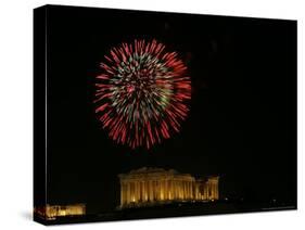 Fireworks Illuminate the Ancient Parthenon on New Years, Athens, Greece, c.2007-Kostas Tsironis-Stretched Canvas