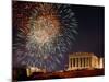 Fireworks Illuminate the Ancient Parthenon on Top of Acropolis Hill-null-Mounted Photographic Print