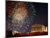 Fireworks Illuminate the Ancient Parthenon on Top of Acropolis Hill-null-Mounted Photographic Print