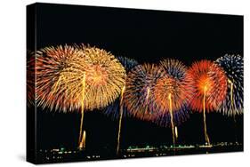 Fireworks in a Row at Night-null-Stretched Canvas