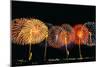 Fireworks in a Row at Night-null-Mounted Photographic Print