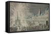 Fireworks in Front of Town Hall to Celebrate Peace in 1763, Paris, France, 18th Century-null-Framed Stretched Canvas