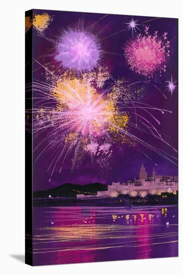 Fireworks in Malta-Angus Mcbride-Stretched Canvas