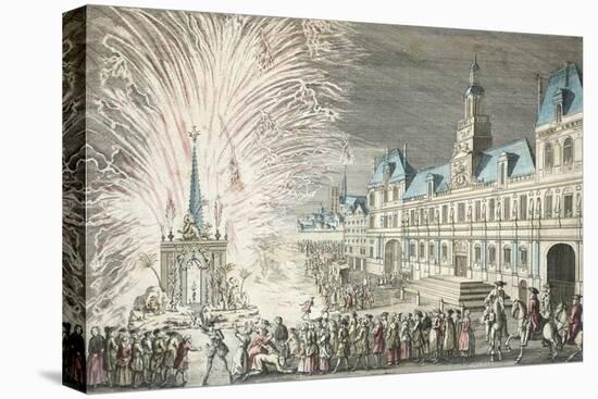 Fireworks in Paris to Celebrate the Beginning of Peace and the End of the Seven Year War-null-Stretched Canvas