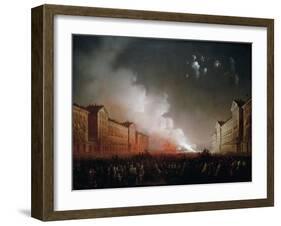 Fireworks in Piazza Vittorio Veneto in Turin, 1853 Painting by Carlo Bossoli (1815-1884)-null-Framed Giclee Print
