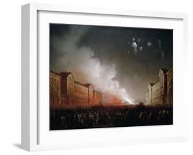 Fireworks in Piazza Vittorio Veneto in Turin, 1853 Painting by Carlo Bossoli (1815-1884)-null-Framed Giclee Print