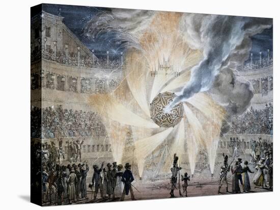 Fireworks in Rome in 1820,s by Thomas, Italy, 19th Century-null-Stretched Canvas