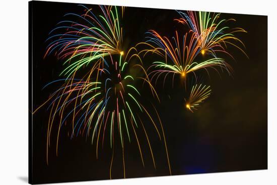 Fireworks in sky during Fourth of July celebration in Philadelphia, Pennsylvania, USA-null-Stretched Canvas