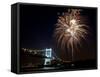 Fireworks Light up the Sky Over the Triborough Bridge and the East River-null-Framed Stretched Canvas