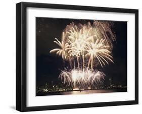 Fireworks on July 4th, at Gasworks Park; Space Needle in Background, Seattle, Washington, USA-Jamie & Judy Wild-Framed Premium Photographic Print