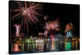 Fireworks on New Year's Eve, Reykjavik, Iceland-null-Stretched Canvas