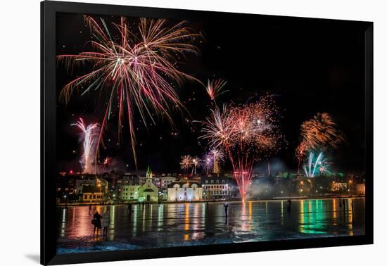 Fireworks on New Year's Eve, Reykjavik, Iceland-null-Framed Photographic Print