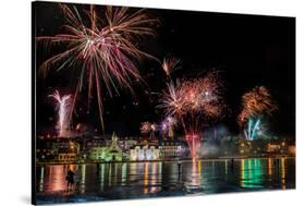 Fireworks on New Year's Eve, Reykjavik, Iceland-null-Stretched Canvas