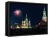 Fireworks on Red Square in Moscow-null-Framed Stretched Canvas