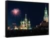 Fireworks on Red Square in Moscow-null-Framed Stretched Canvas