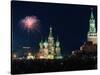 Fireworks on Red Square in Moscow-null-Stretched Canvas