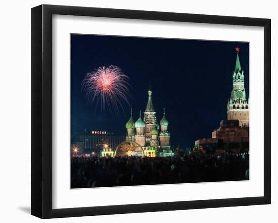 Fireworks on Red Square in Moscow-null-Framed Premium Photographic Print