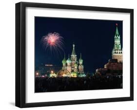 Fireworks on Red Square in Moscow-null-Framed Premium Photographic Print