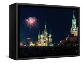 Fireworks on Red Square in Moscow-null-Framed Stretched Canvas