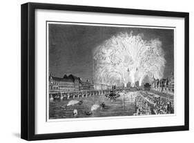 Fireworks on the Bridge, Paris, 1754-null-Framed Giclee Print