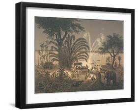 Fireworks on the River at Celebrations in Bassac-Louis Delaporte-Framed Giclee Print